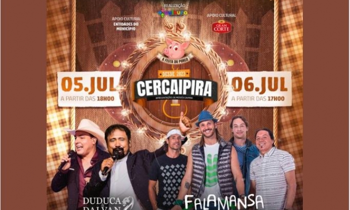 Cercaipira terá shows de Duduca & Dalvan e Falamansa nos dias 5 e 6 de julho