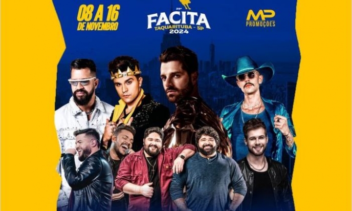 Luan Santana abre a 29ª edição da Facita na sexta, dia 08. Confira a programação!