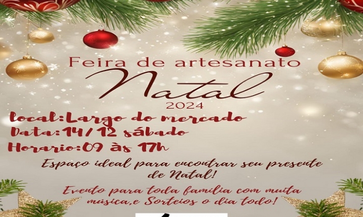 Feira de Artesanato de Natal acontece neste sábado, 14, no Largo do Mercado