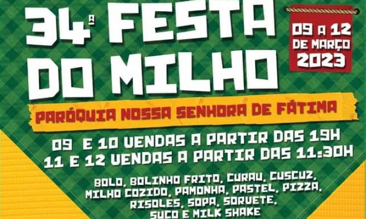 34ª Festa do Milho Verde da Paróquia de N.S. de Fátima começa nesta quinta (9)