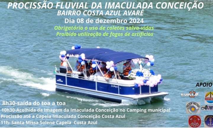 Procissão fluvial acontece no dia 8 de dezembro no Camping Municipal