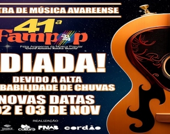 Previsão de chuvas adia a 41ª Fampop para início de novembro