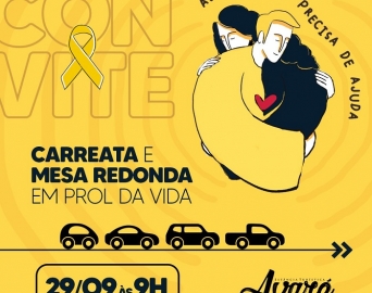 Campanha Setembro Amarelo tem carreata e mesa redonda nesta quinta-feira, 29