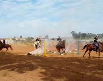 Polícia Montada realiza treinamento no Parque de Exposições