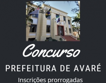 Inscrição para concursos da Prefeitura de Avaré é prorrogada até o dia 28