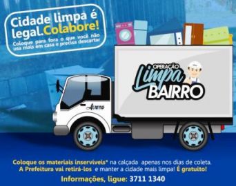 Operação Limpa Bairro será realizada a partir de segunda-feira