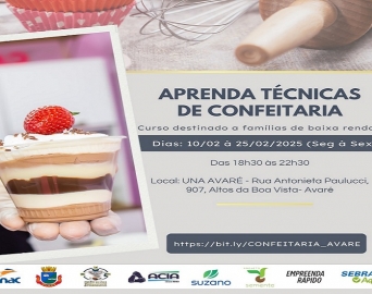 Curso sobre técnicas de confeitaria está com pré-inscrição aberta