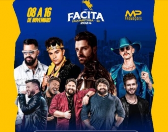 Luan Santana abre a 29ª edição da Facita na sexta, dia 08. Confira a programação!